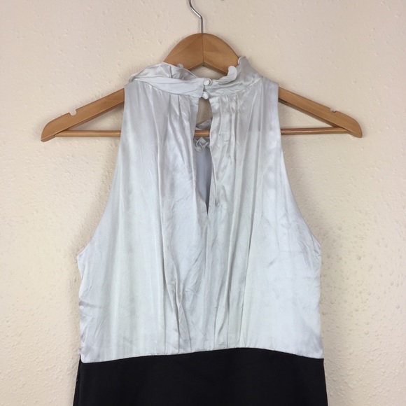 BCBG MaxAzria Silk Halter Dress White Black Sz 10 - Picture 5 of 8
